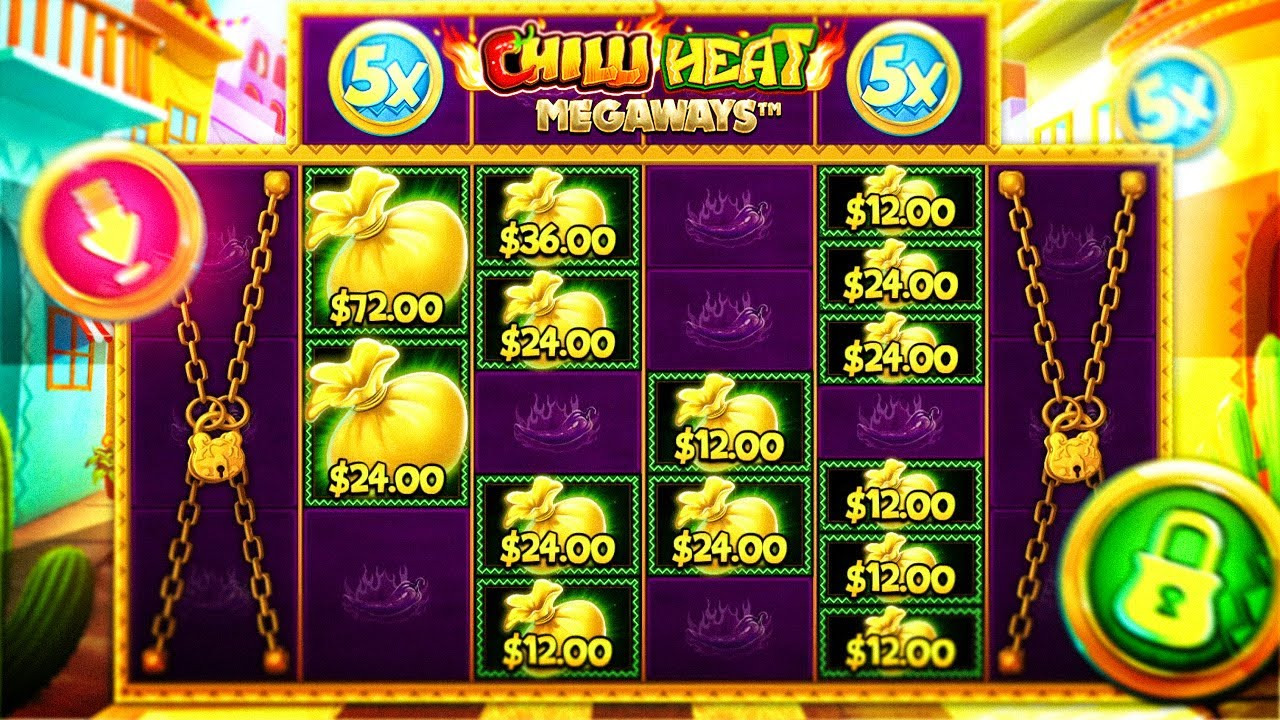 A screenshot of the Chilli Heat Megaways slot game by Pragmatic Play. Explore the exciting features and bonuses of Chilli Heat Megaways, including the demo version, free play mode, and high RTP. Read our in-depth review to learn more about this spicy online slot game and its captivating gameplay. Get ready to spin the reels and experience the thrill of Chilli Heat Megaways!