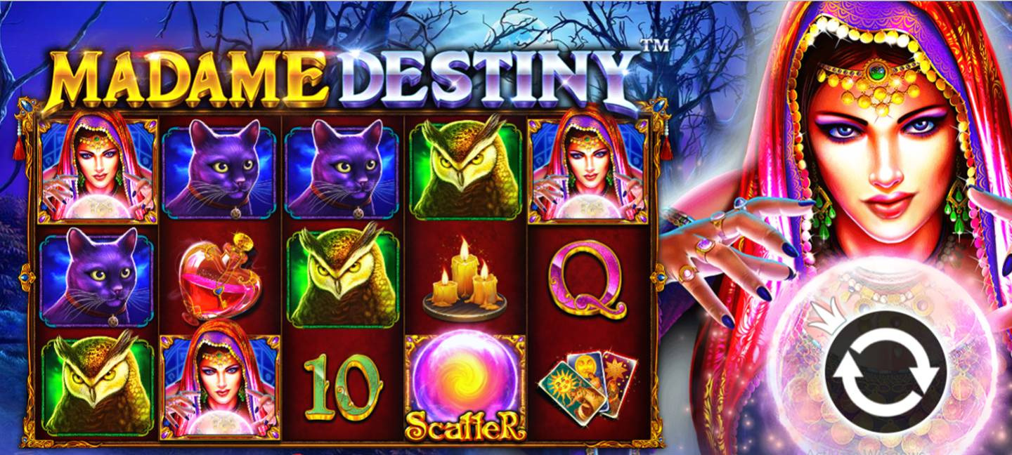 Image showcasing the captivating world of Madame Destiny Megaways, an extraordinary slot game developed by Pragmatic Play. Explore the enchanting theme and mesmerizing graphics of Madame Destiny Megaways, and experience the thrill of this popular slot through the free play and demo version. Discover the exciting bonuses, high RTP, and engaging gameplay of Madame Destiny Megaways online. Read our in-depth review of Madame Destiny Megaways to learn more about the immersive gaming experience and the generous bonuses that await you in this magical slot.