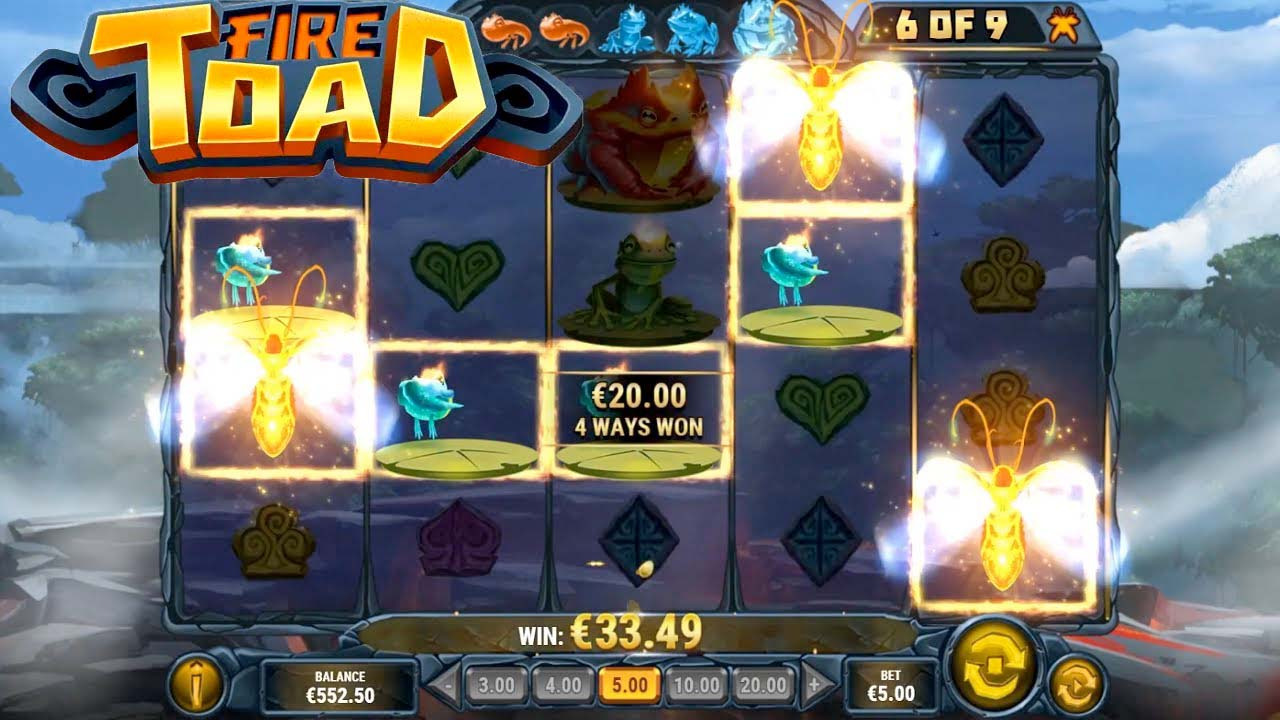 Image of the Fire Toad slot game by Play'n GO: Experience the sizzling hot gameplay of Fire Toad, a captivating slot filled with fiery action and mythical creatures. Discover the thrilling features of Fire Toad, from the exciting bonus rounds and impressive RTP to the immersive graphics and mesmerizing gameplay. Play Fire Toad online and enjoy the demo version for free, or dive into the Fire Toad slot for real money and unlock incredible bonuses. Read our comprehensive Fire Toad review to learn more about this exhilarating game and see why it has become a favorite among players worldwide. Get ready to ignite the reels and embark on an adventure with Fire Toad!