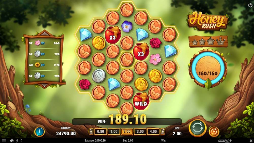 Image depicting the vibrant world of Honey Rush, a captivating online slot game by Play'n GO. Explore the exciting gameplay, try the Honey Rush demo, and experience the thrill of this innovative hexagonal grid slot. Win big with Honey Rush's bonuses and enjoy the sweet rewards. Discover the Honey Rush slot, play for free, and uncover the enticing features. Get insights into the Honey Rush RTP and read our in-depth review of this buzzing game. Find out why Honey Rush is the go-to choice for online slot enthusiasts!