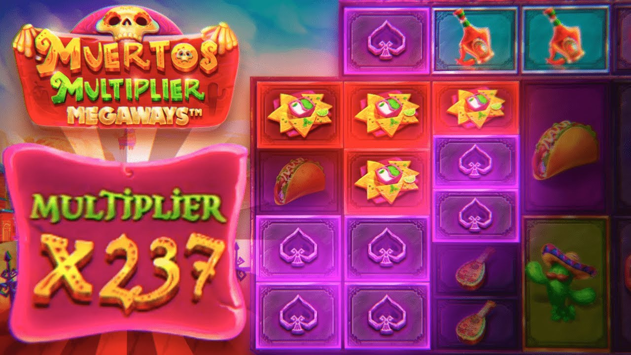 An image representing Muertos Multiplier Megaways, a vibrant slot game by Pragmatic Play. This image showcases the gameplay and features of Muertos Multiplier Megaways, including the demo version, bonus rounds, and the game's RTP. Play Muertos Multiplier Megaways online for free or with real money to experience the excitement of this popular slot. Read our comprehensive review of Muertos Multiplier Megaways to learn more about its gameplay and features.